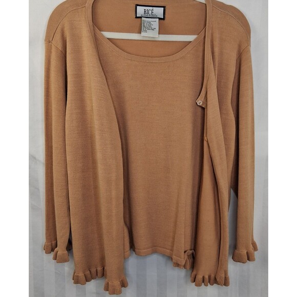 Bice Sweater Set Silk Blend Camel Colored Size L - Picture 9 of 10